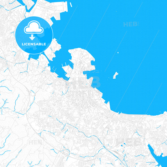 Yokosuka, Japan PDF vector map with water in focus
