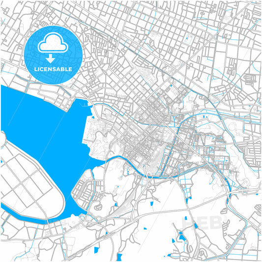 Yonago, Tottori, Japan, city map with high quality roads.