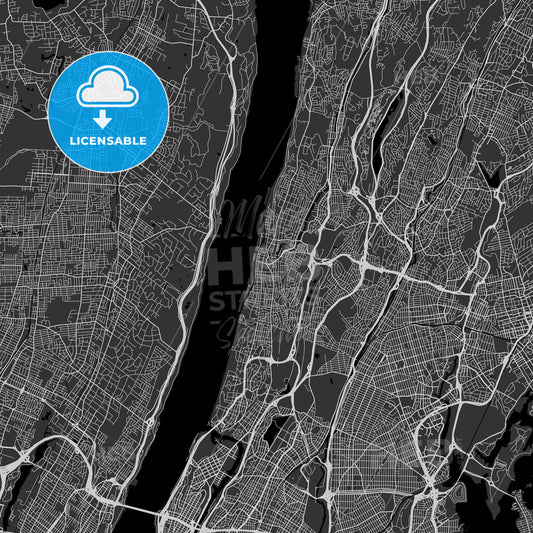 Yonkers, New York - Area Map - Dark