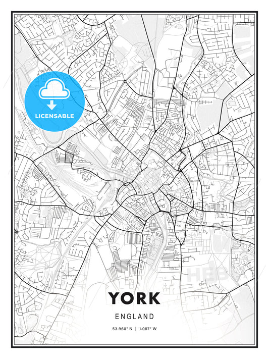 York, England, Modern Print Template in Various Formats - HEBSTREITS Sketches