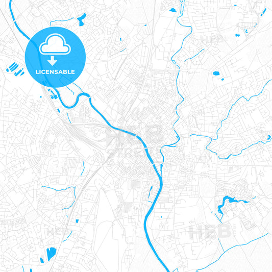 York, England PDF vector map with water in focus