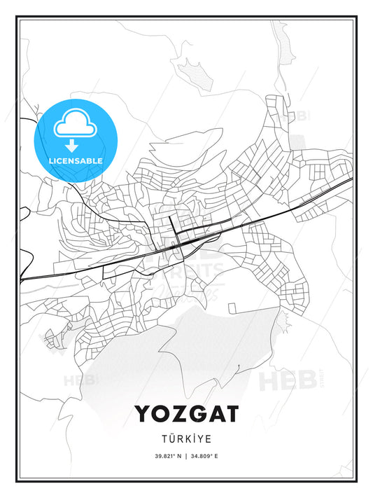 Yozgat, Turkey, Modern Print Template in Various Formats - HEBSTREITS Sketches