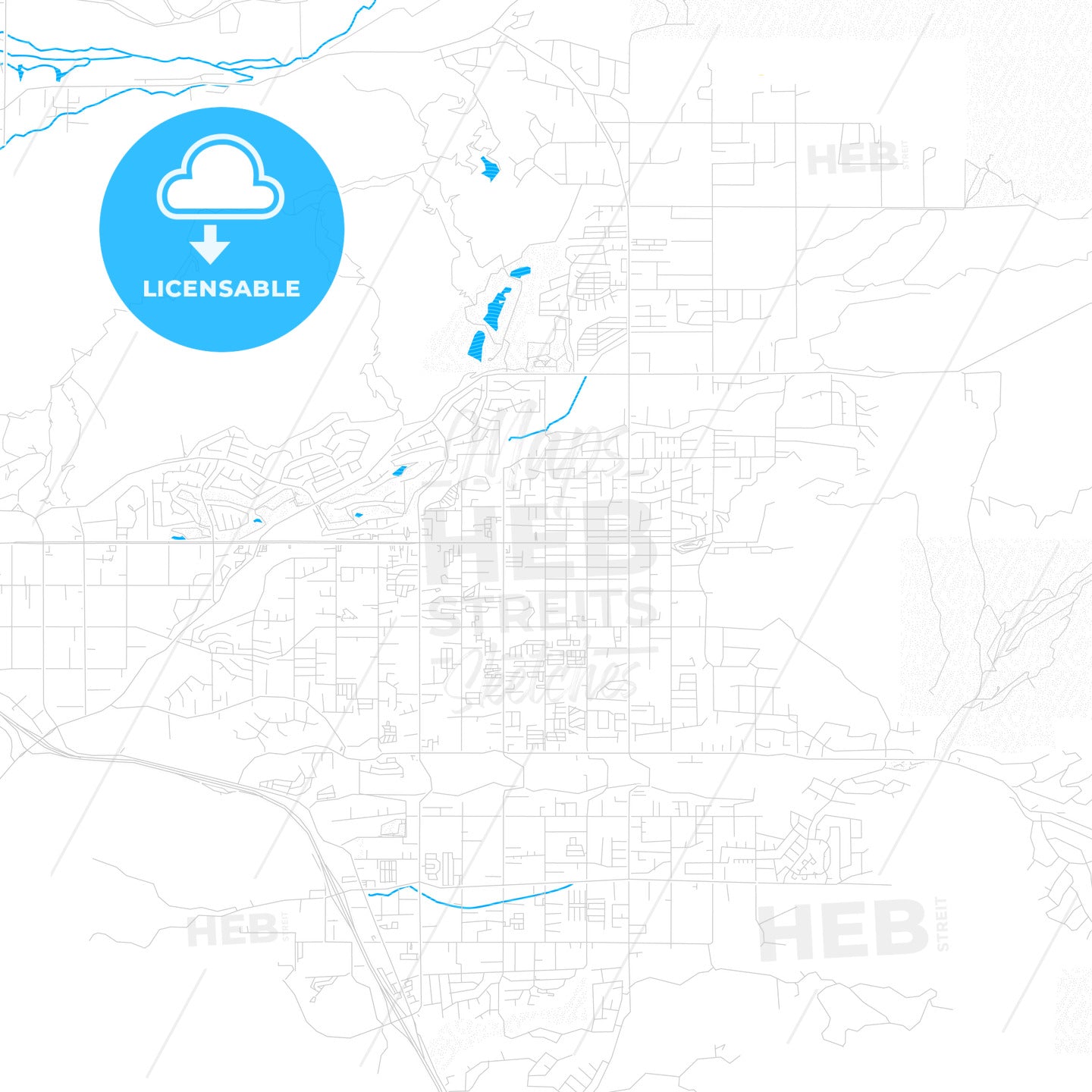 Yucaipa, California, United States, PDF vector map with water in focus