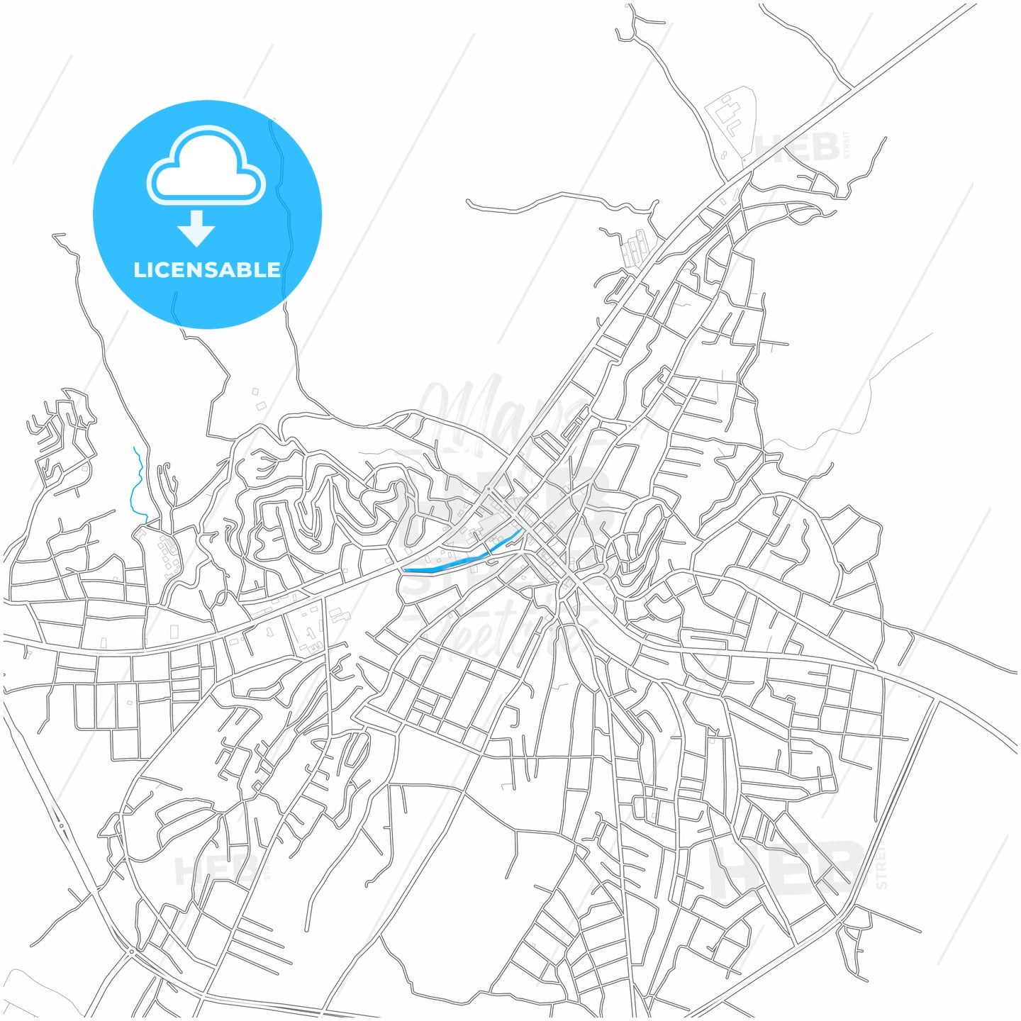 Yüksekova, Hakkâri, Turkey, city map with high quality roads.