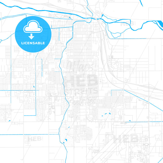 Yuma, Arizona, United States, PDF vector map with water in focus