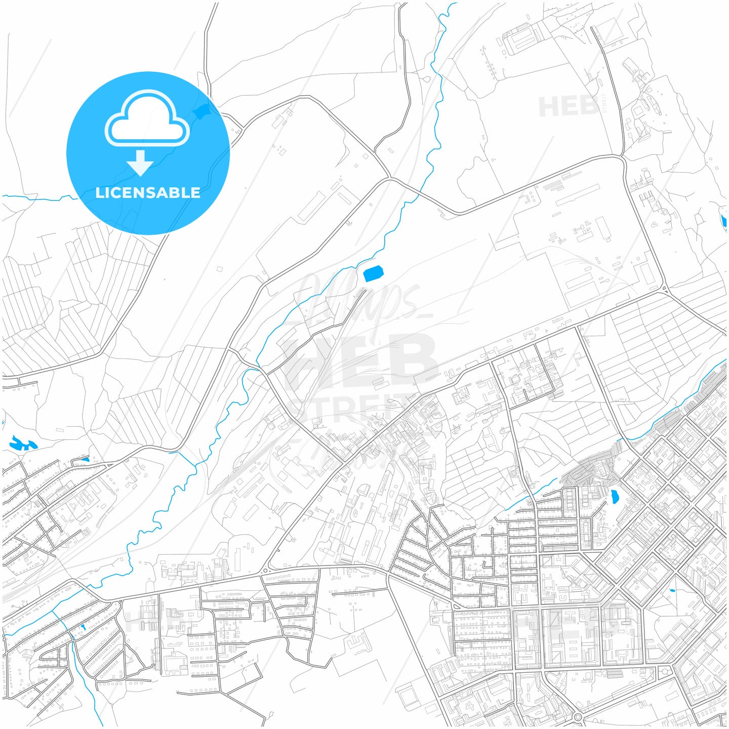 Yurga, Kemerovo Oblast, Russia, city map with high quality roads.