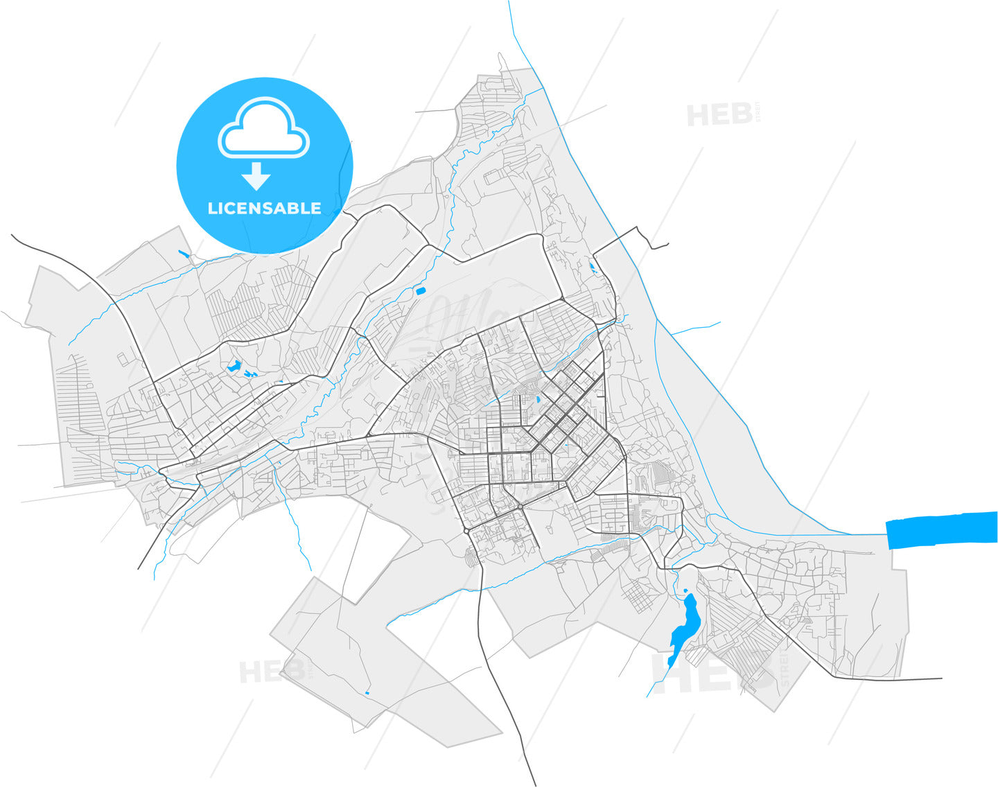 Yurga, Kemerovo Oblast, Russia, high quality vector map