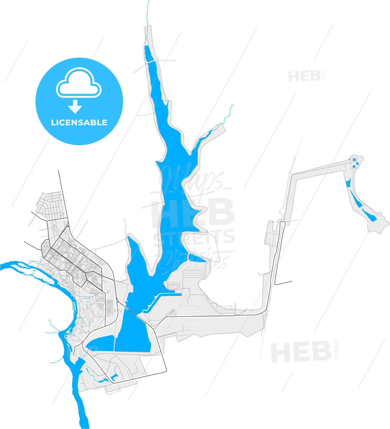 Yuzhnoukrainsk, Mykolaiv Oblast, Ukraine, high quality vector map