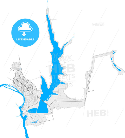 Yuzhnoukrainsk, Mykolaiv Oblast, Ukraine, high quality vector map