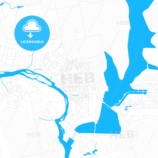 Yuzhnoukrainsk, Ukraine PDF vector map with water in focus