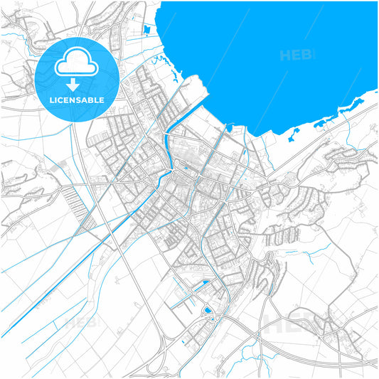 Yverdon-les-Bains, Switzerland, city map with high quality roads.