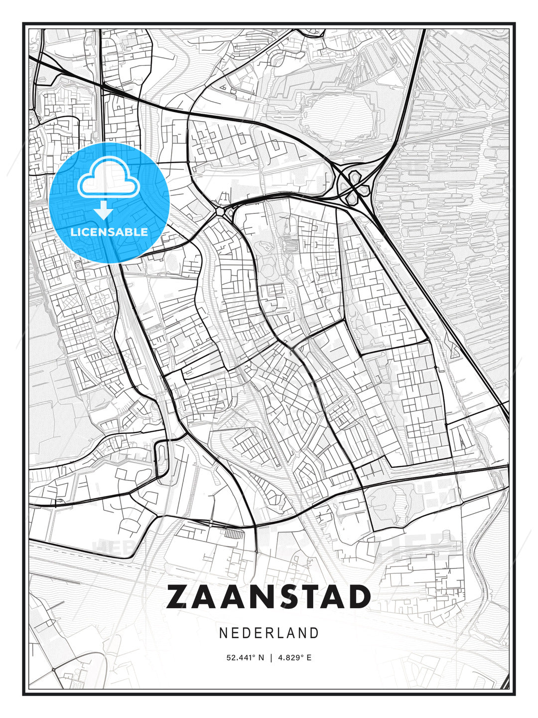 Zaanstad, Netherlands, Modern Print Template in Various Formats - HEBSTREITS Sketches