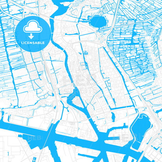 Zaanstad, Netherlands PDF vector map with water in focus