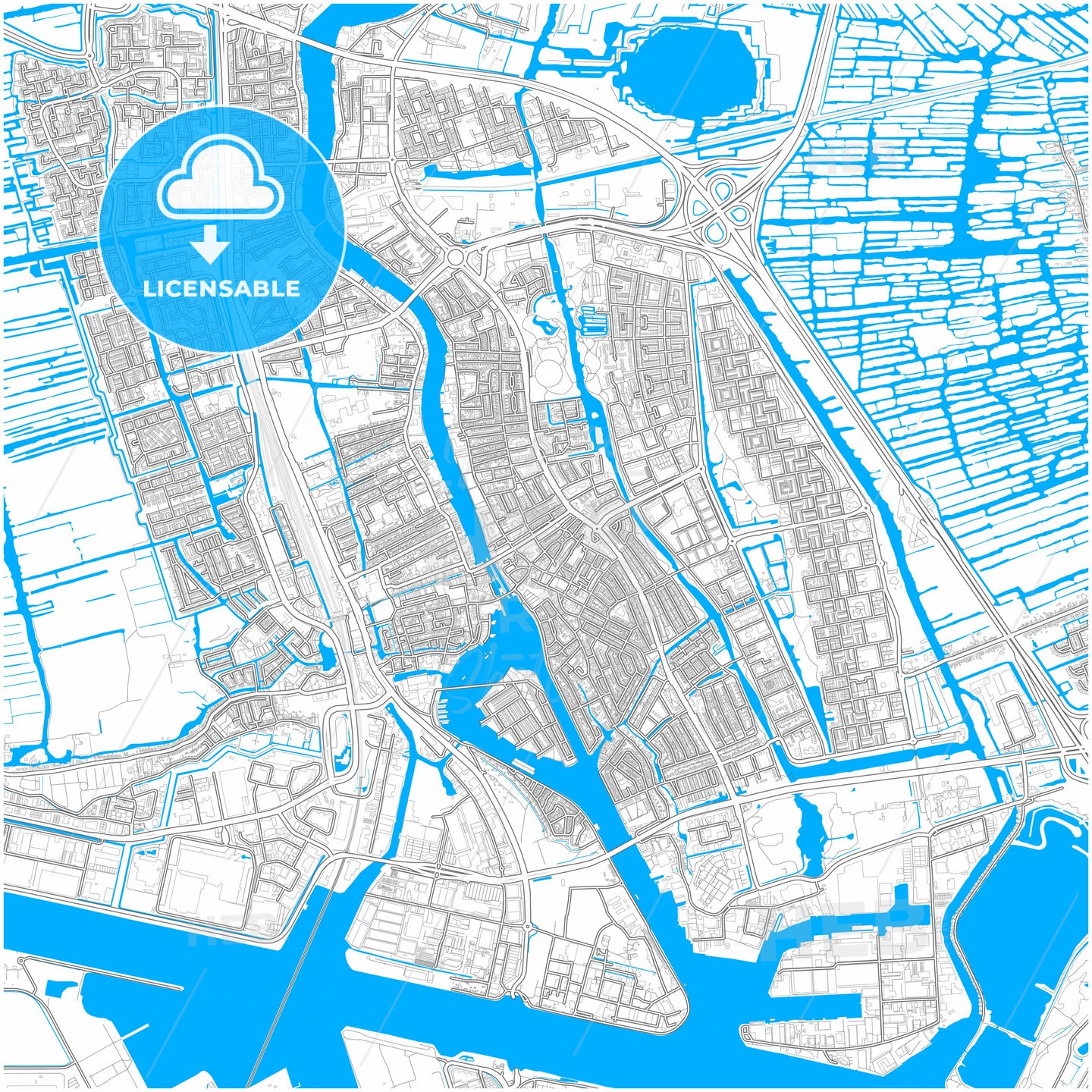 Zaanstad, North Holland, Netherlands, city map with high quality roads.