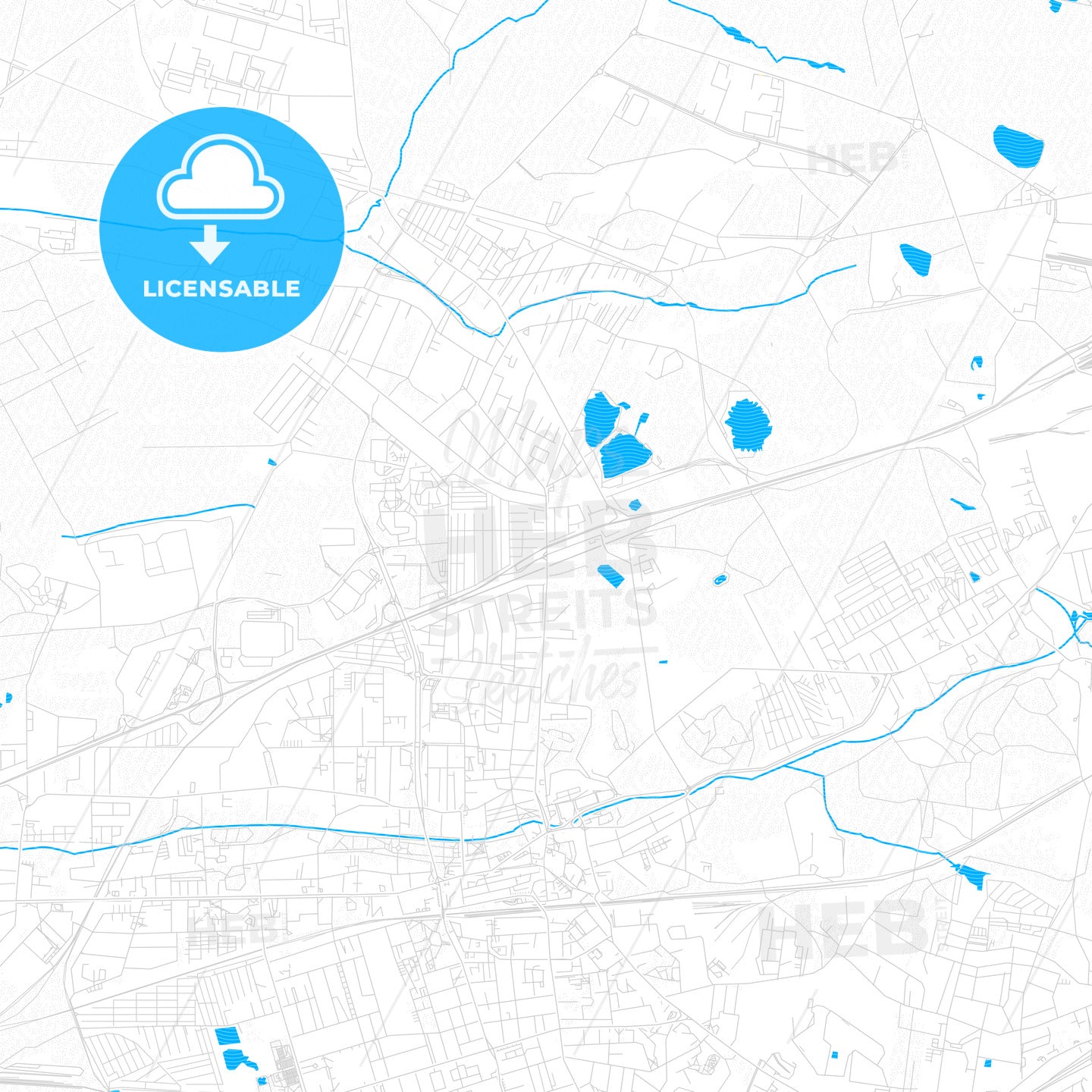 Zabrze, Poland PDF vector map with water in focus