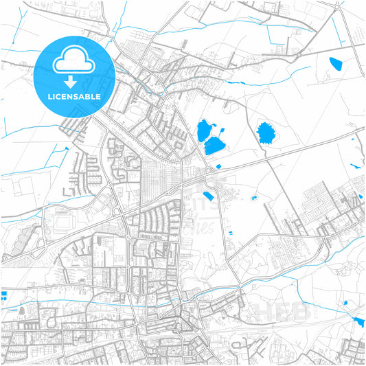 Zabrze, Silesian, Poland, city map with high quality roads.