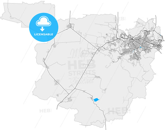 Zacatecas, Zacatecas, Mexico, high quality vector map