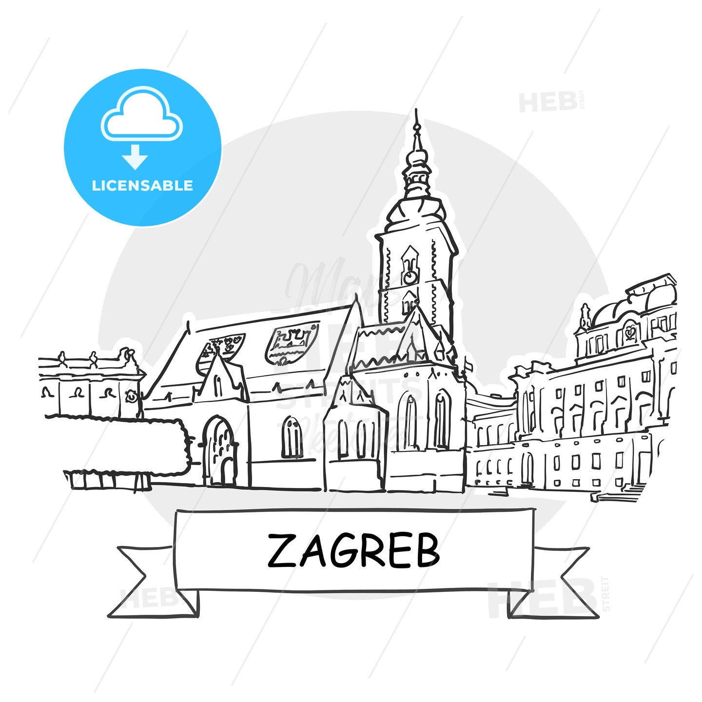 Zagreb Cityscape Vector Sign – instant download