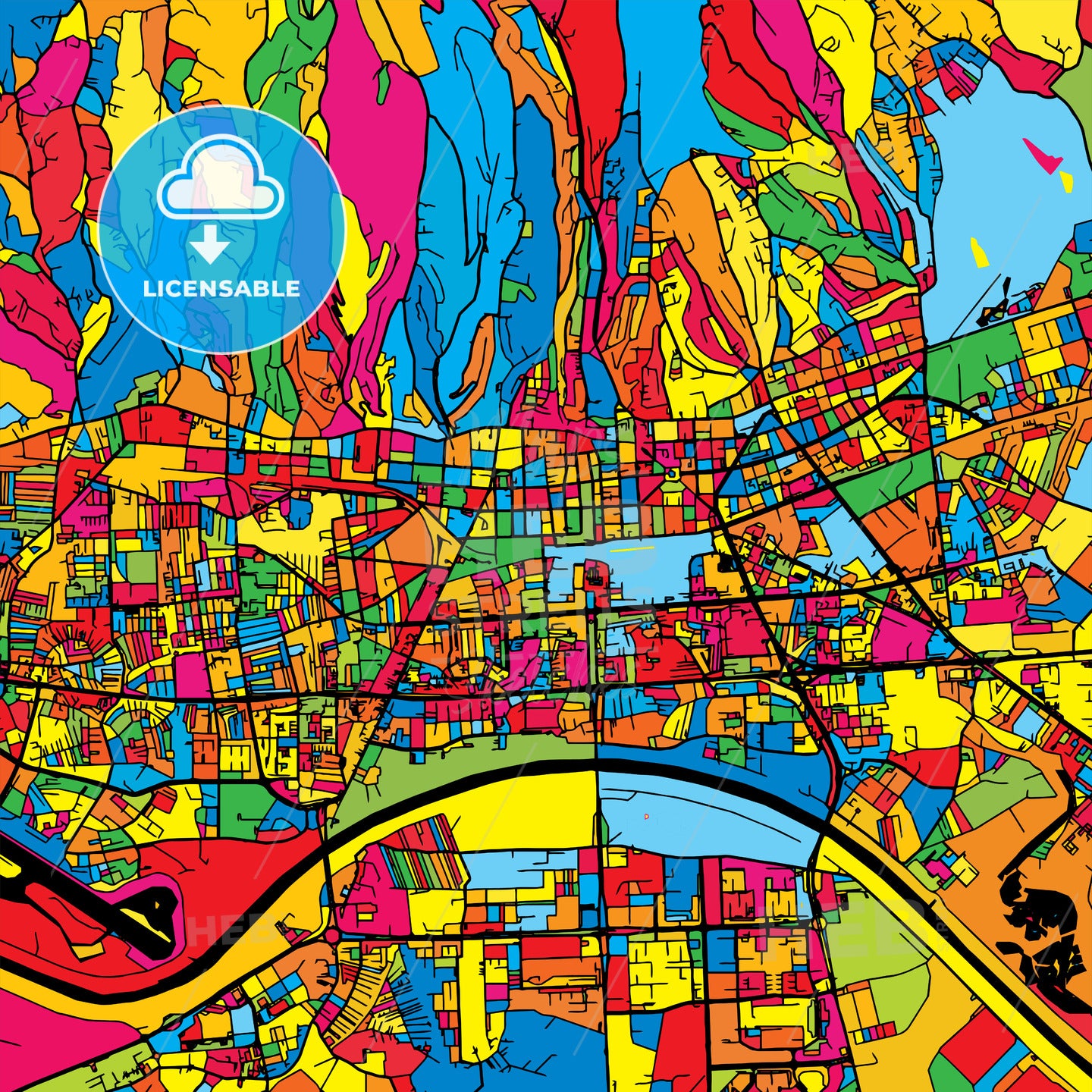Zagreb Croatia Colorful Map