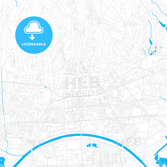 Zagreb, Croatia PDF vector map with water in focus