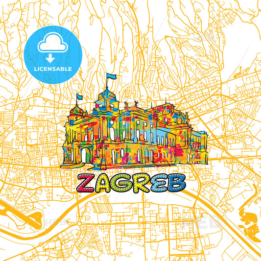 Zagreb Travel Art Map