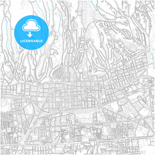 Zagreb, Croatia, city map with high quality roads.