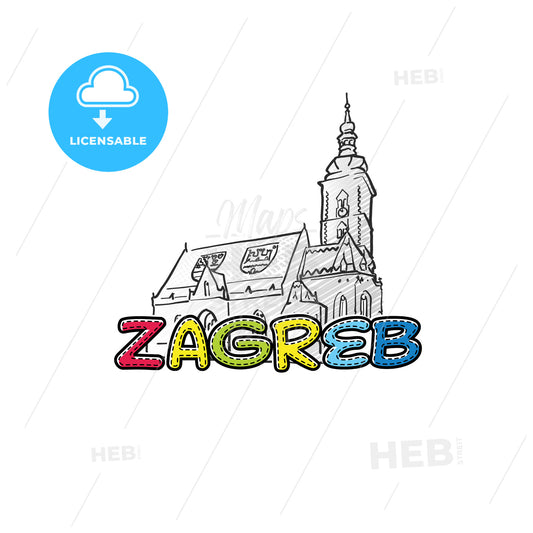 Zagreb beautiful sketched icon – instant download