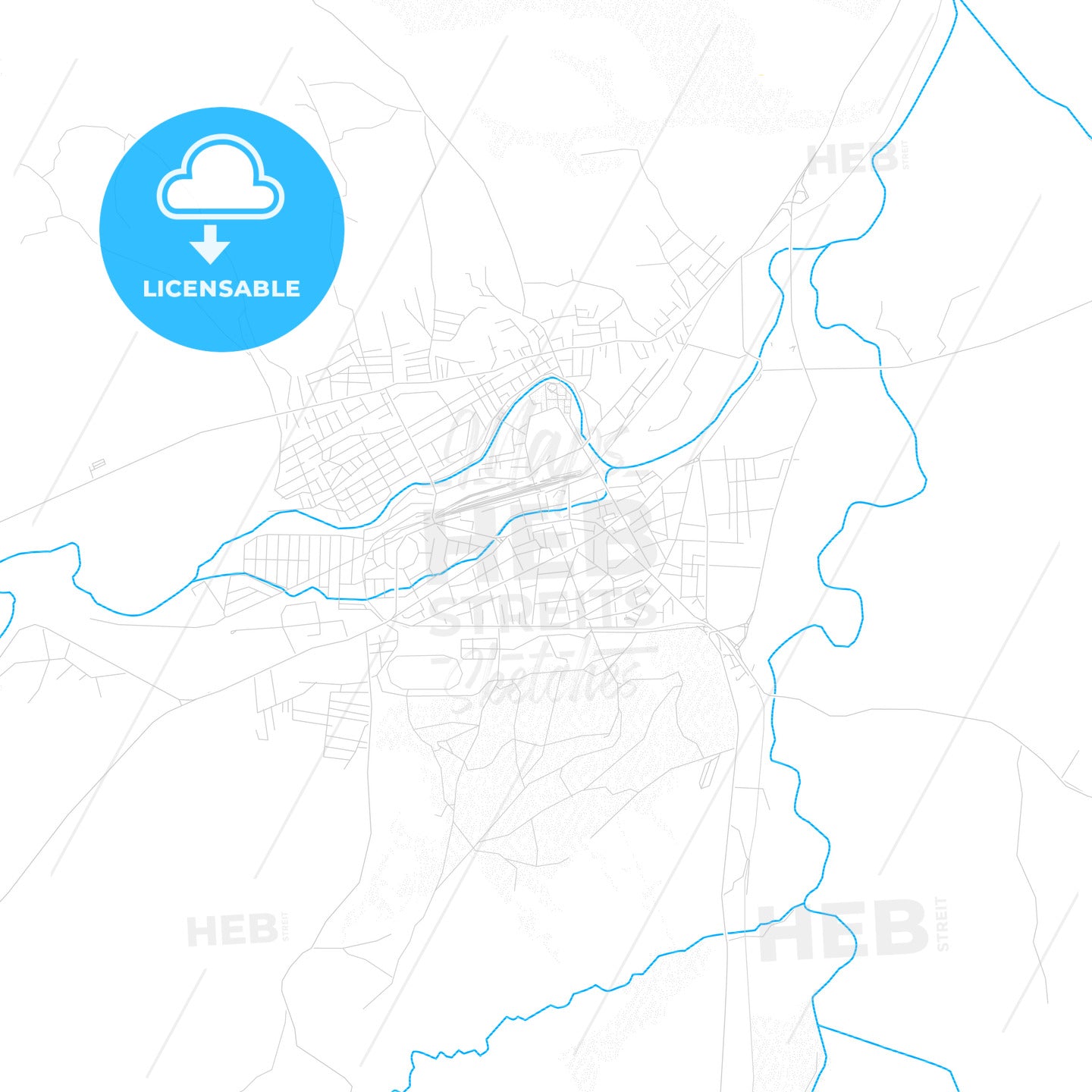 Zaječar, Serbia PDF vector map with water in focus