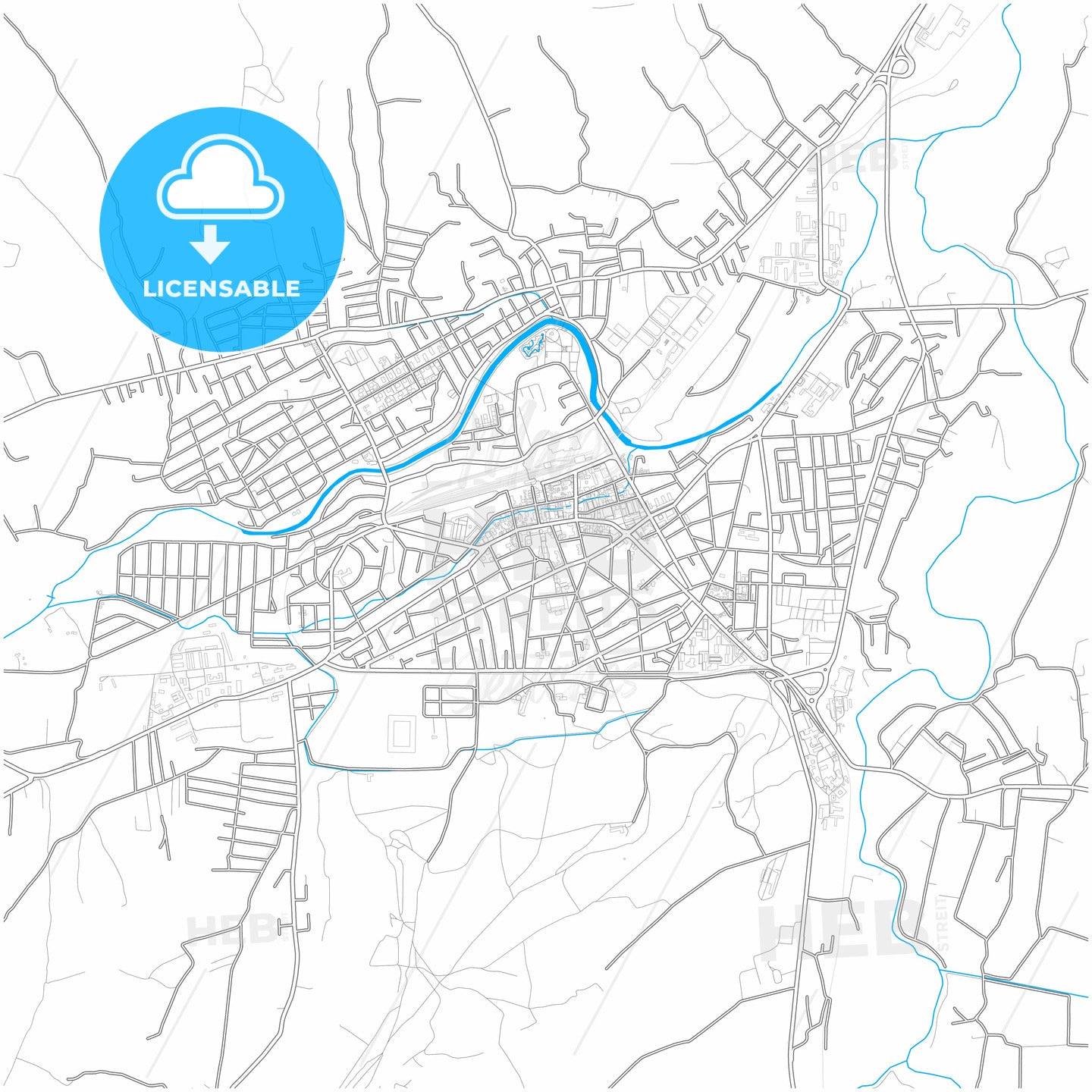 Zaječar, Zaječar, Serbia, city map with high quality roads.