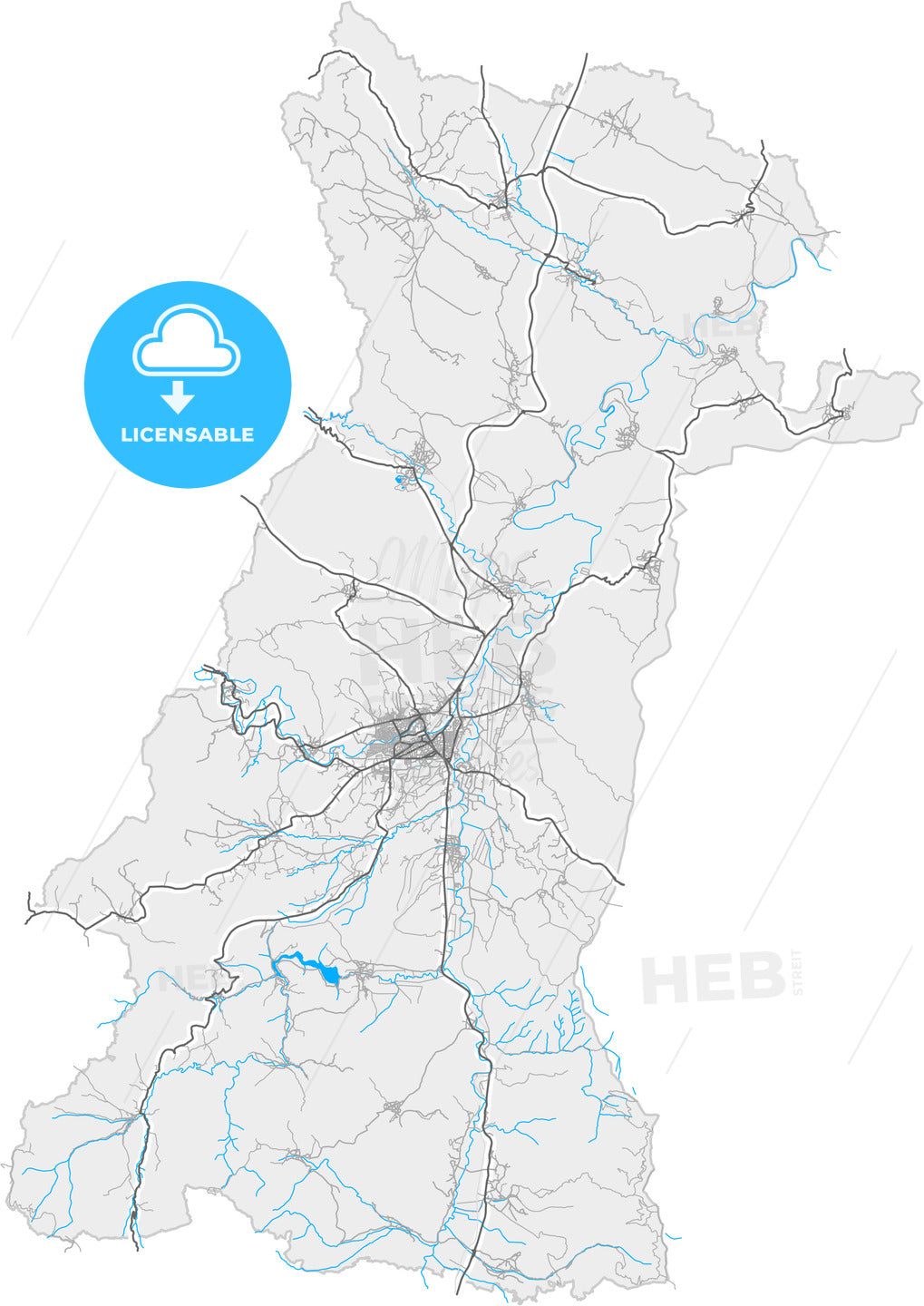 Zaječar, Zaječar, Serbia, high quality vector map