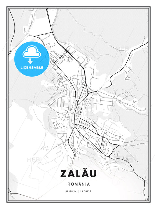 Zalău, Romania, Modern Print Template in Various Formats - HEBSTREITS Sketches