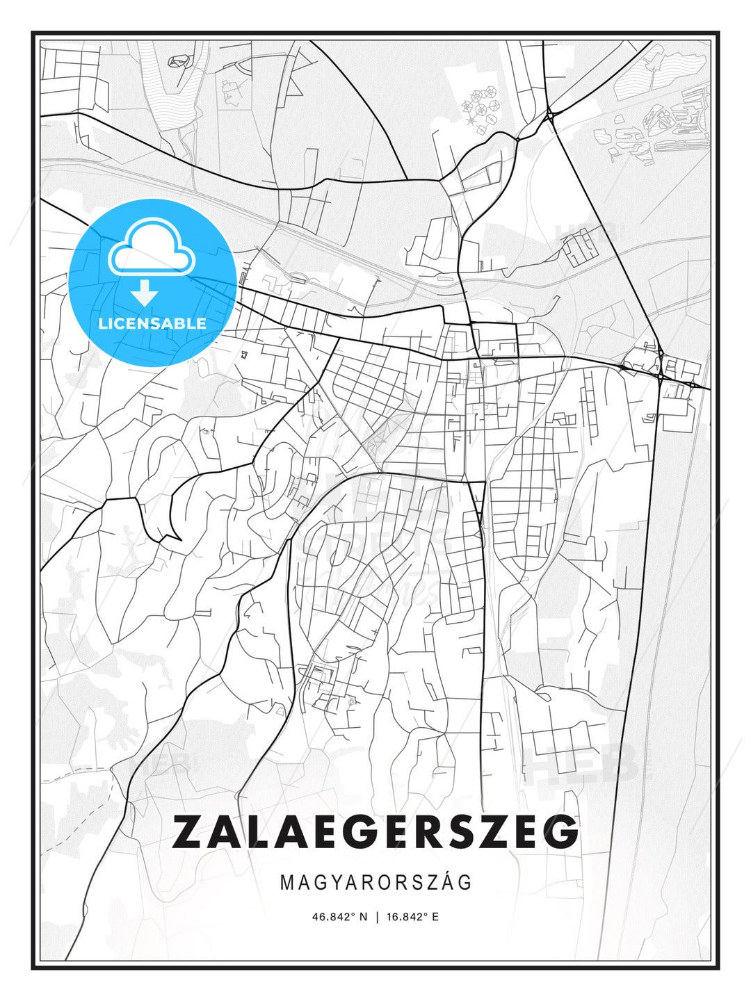 Zalaegerszeg, Hungary, Modern Print Template in Various Formats - HEBSTREITS Sketches