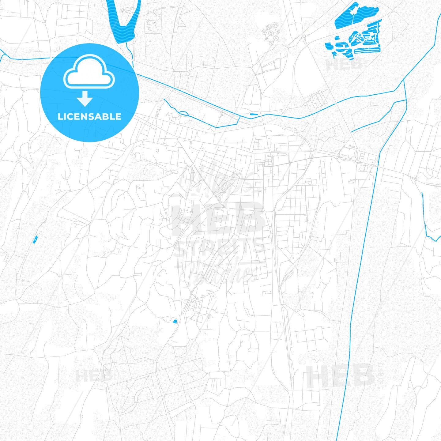 Zalaegerszeg, Hungary PDF vector map with water in focus