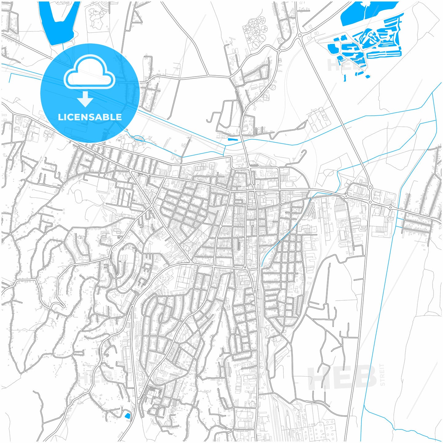 Zalaegerszeg, Zala, Hungary, city map with high quality roads.