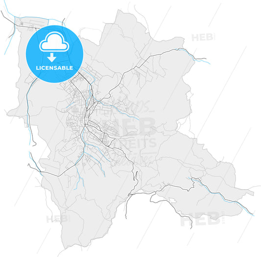 Zalău, Sălaj, Romania, high quality vector map