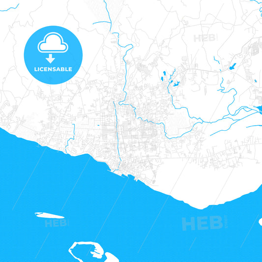 Zamboanga City, Philippines PDF vector map with water in focus