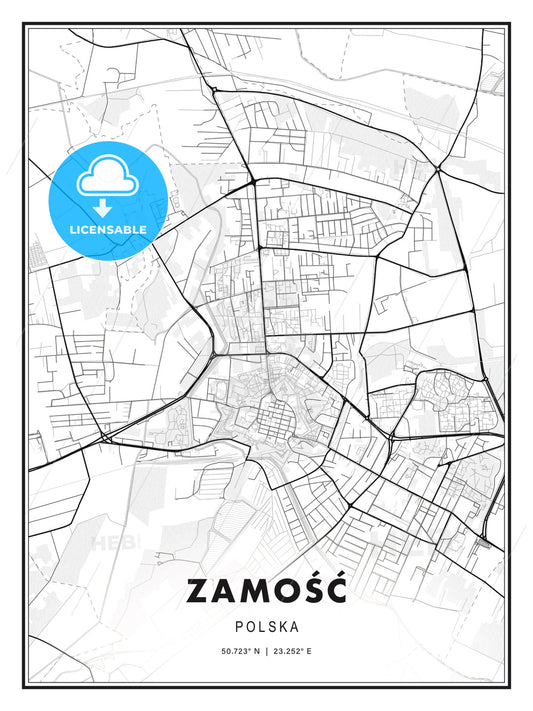 Zamość, Poland, Modern Print Template in Various Formats - HEBSTREITS Sketches