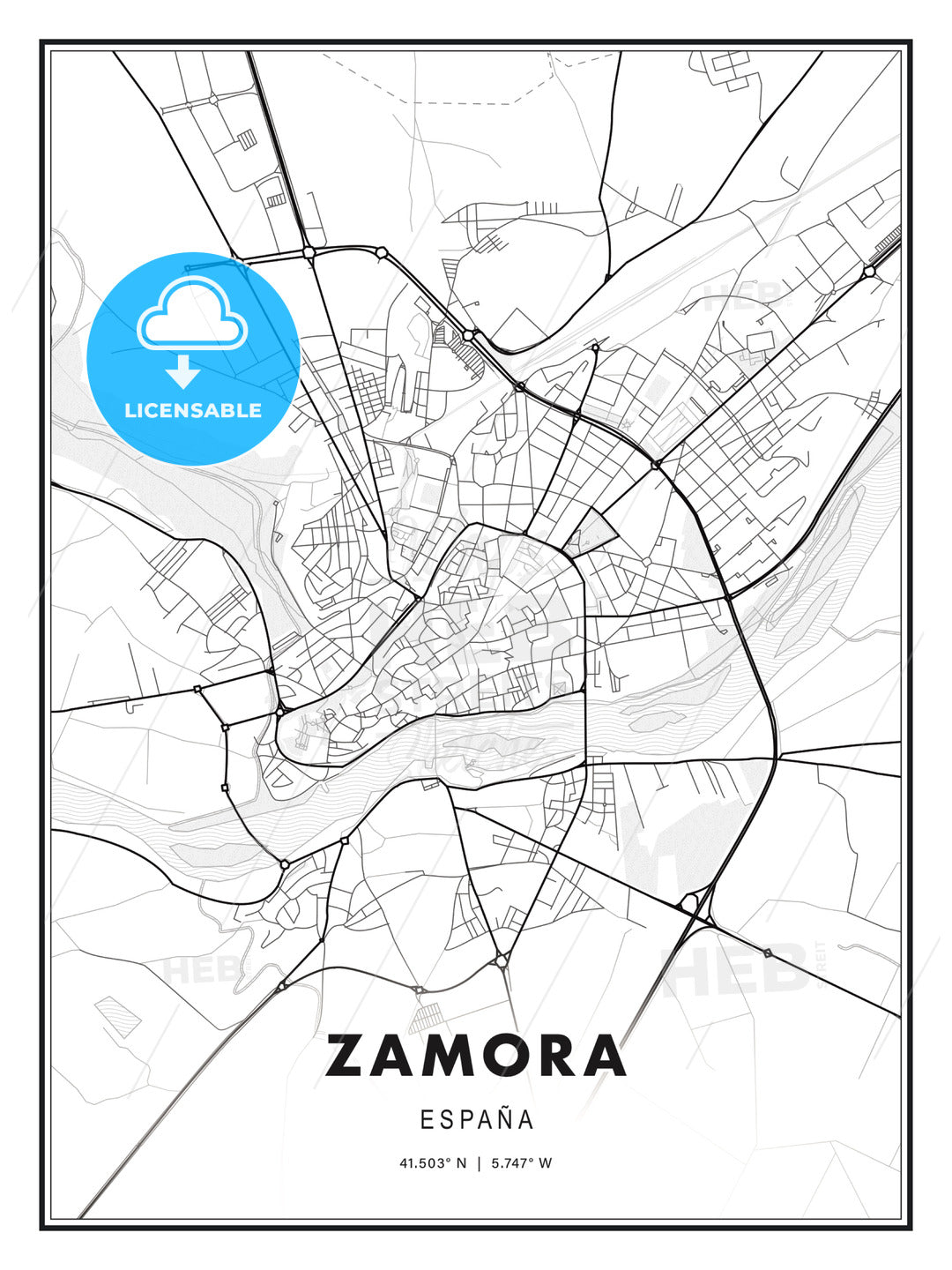 Zamora, Spain, Modern Print Template in Various Formats - HEBSTREITS Sketches