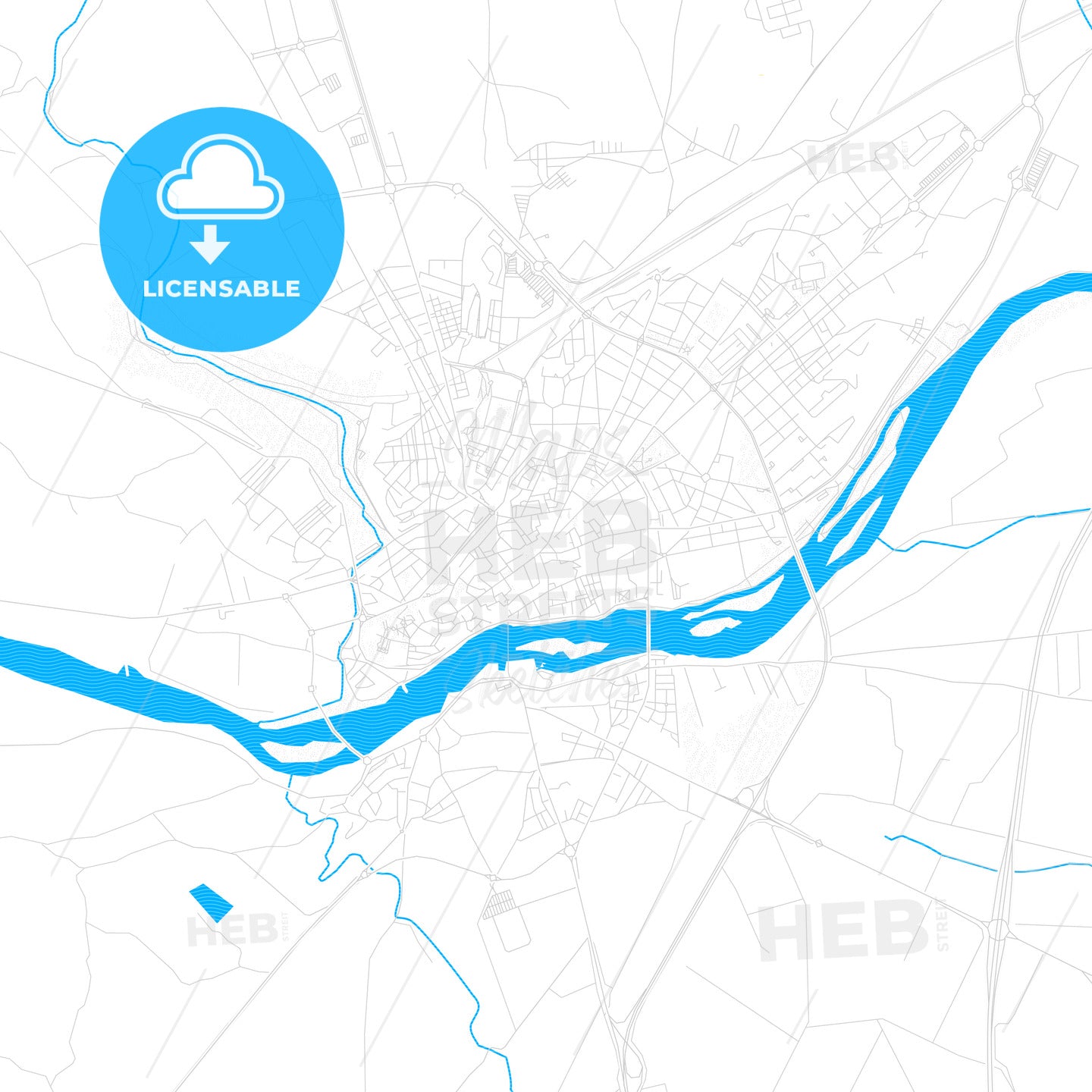 Zamora, Spain PDF vector map with water in focus