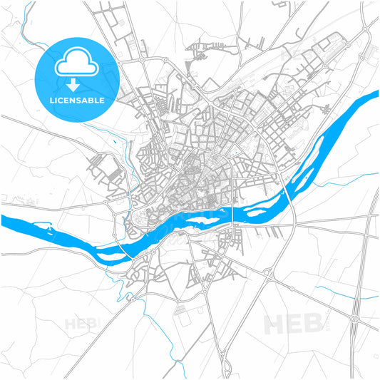 Zamora, Spain, city map with high quality roads.