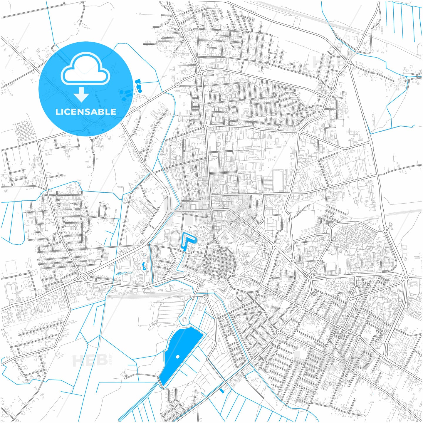 Zamość, Lublin, Poland, city map with high quality roads.