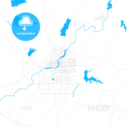 Zaoyang, China PDF vector map with water in focus