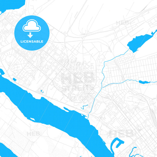 Zaporizhia, Ukraine PDF vector map with water in focus