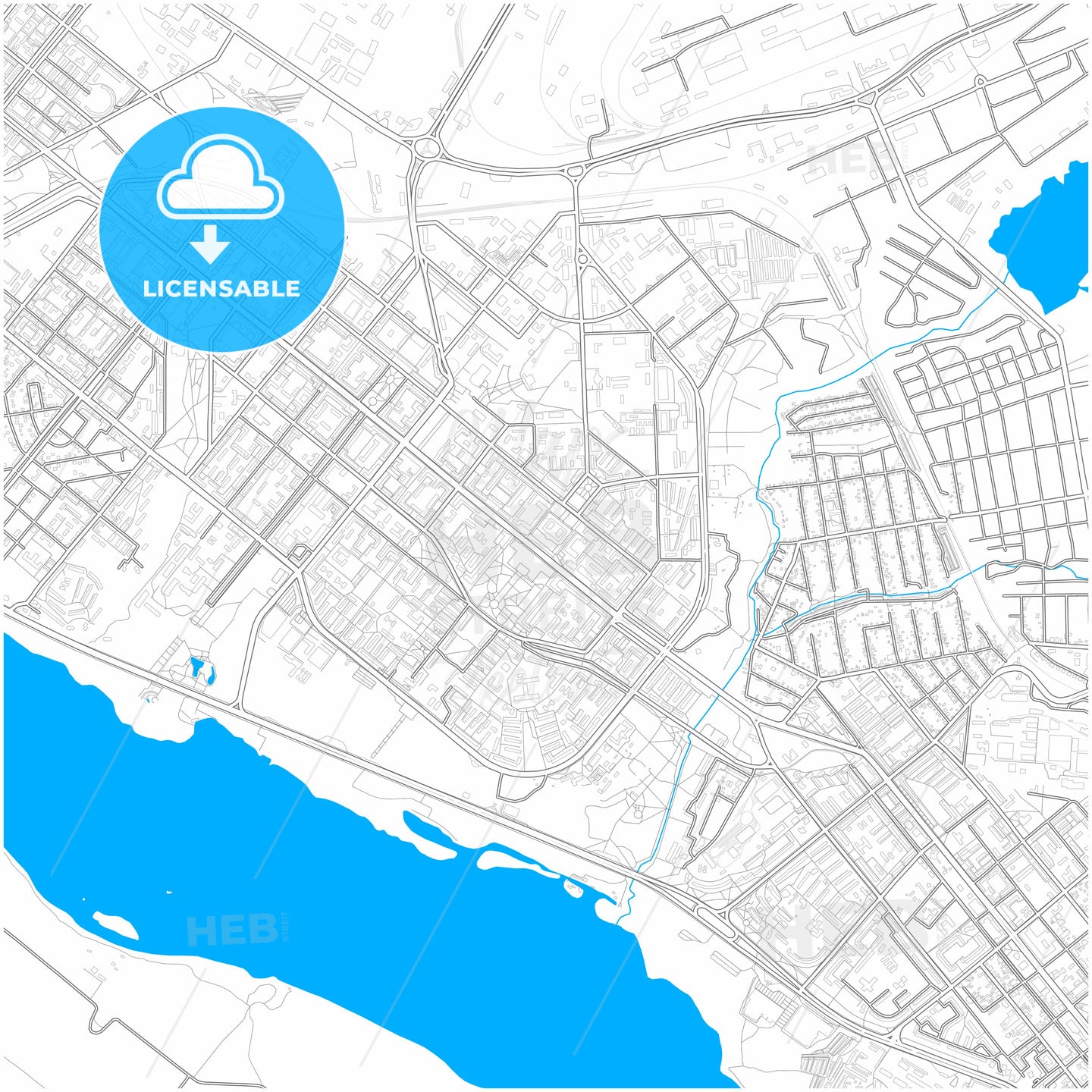 Zaporizhia, Zaporizhia Oblast, Ukraine, city map with high quality roads.