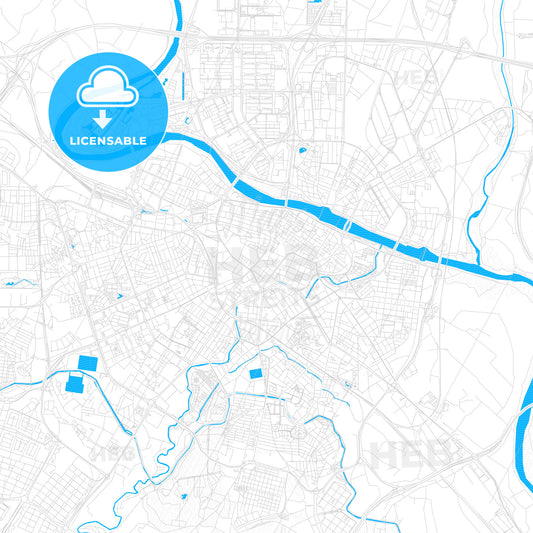 Zaragoza, Spain PDF vector map with water in focus