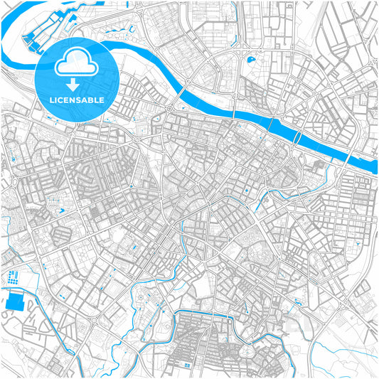 Zaragoza, Spain, city map with high quality roads.