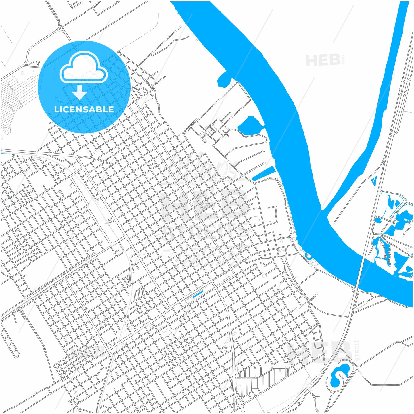 Zarate, Argentina, city map with high quality roads.