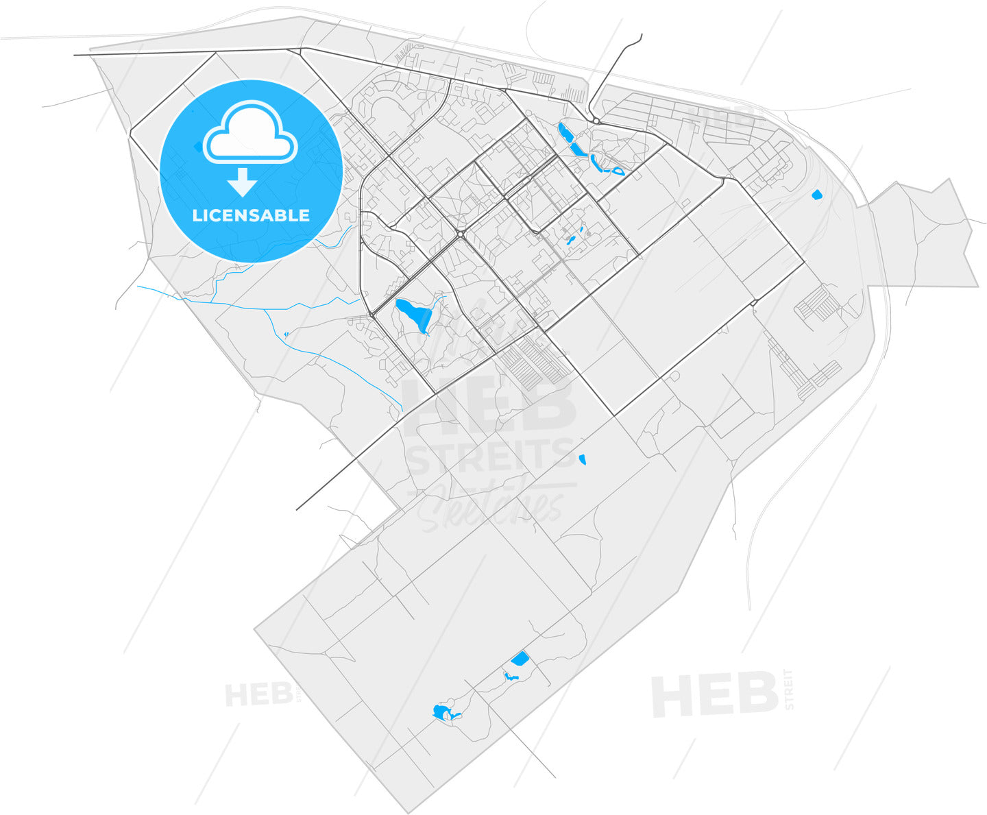 Zarechny, Penza Oblast, Russia, high quality vector map