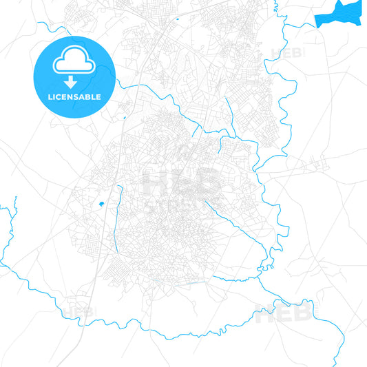 Zaria, Nigeria PDF vector map with water in focus