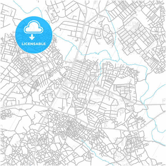 Zaria, Nigeria, city map with high quality roads.